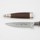 Messer mit Lederscheide Jagdmesser Hirschf&auml;nger Griff mit Endkappe Verzierung Wildschwein sitzend L&auml;nge 25cm #27.20.3.5