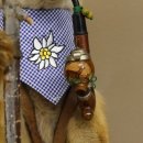 Wolpertinger Fuchs Wanderer taxidermy mit Hut, Rucksack und Pfeife