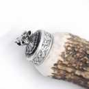 Flaschenöffner mit Hirsch Geweih Griff mit Endkappe Verzierung Wildschwein Mini Keilerkopf 13.7