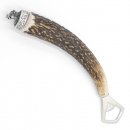 Flaschenöffner mit Hirsch Geweih Griff mit Endkappe Verzierung Wildschwein Mini Keilerkopf 13.7