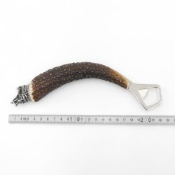 Flesopener met hertengewei Stang Hertenhoorn Handvat met eindkap Versiering Wild zwijn Zwijnkop Zwijnkop GL 22 cm 27.19.6.38