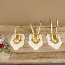 3 Stück Rehgeweihe goldene Rehgehörne weißen Schilder Geweih Reh bunt Deko Geschenk Idee 26.1.114