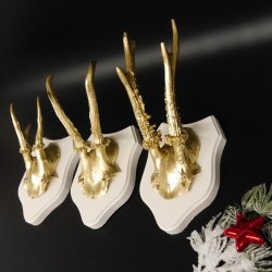 3 Stück Rehgeweihe goldene Rehgehörne weißen Schilder Geweih Reh bunt Deko Geschenk Idee 26.1.114