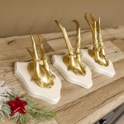 3 Stück Rehgeweihe goldene Rehgehörne weißen Schilder Geweih Reh bunt Deko Geschenk Idee 26.1.114