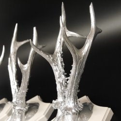 3 Stück Rehgeweihe silberne Rehgehörne weißen Schilder Geweih Reh bunt Deko Geschenk Idee 26.1.119