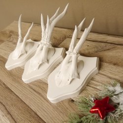 3 Stück Rehgeweihe weißen Rehgehörne weißen Schilder Geweih Reh bunt Deko Geschenk Idee 26.1.121