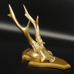 1 Stück Rehgeweih goldenes Rehgehörn golden Schild Geweih Reh bunt Deko Geschenk Idee 26.1.126