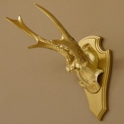 1 Stück Rehgeweih goldenes Rehgehörn golden Schild Geweih Reh bunt Deko Geschenk Idee 26.1.126