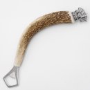 Flaschenöffner mit Hirsch Geweih Stange Hirschhorn Griff mit Endkappe Verzierung Wildschwein stehend GL 23 cm 27.19.8.34