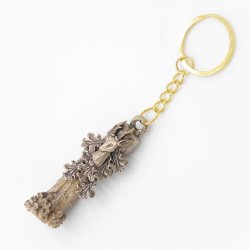 Schlüsselanhänger Rehbock Stange mit Rose Eichenlaub+Rehbock Fassung Anhänger Reh Länge 13 cm 29.M5.19