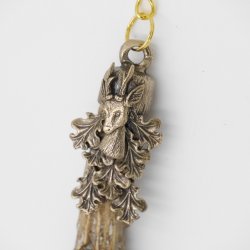 Schlüsselanhänger Rehbock Stange mit Rose Eichenlaub+Rehbock Fassung Anhänger Reh Länge 13 cm 29.M5.19