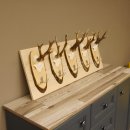 Geweih Garderobe 5 Akazienschilder mit Rehgeweihe Wandgarderobe Doppelhaken 27.8.66