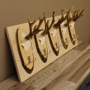 Geweih Garderobe 5 Akazienschilder mit Rehgeweihe Wandgarderobe Doppelhaken 27.8.66