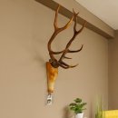 Holzkopf Hirsch antik ungerader 14 ender echte Stangen Holz Kopf Geweih