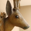 Holzkopf Rehbock antik Jahreszahl 1868 Holz Kopf Geweih geschnitztem Trophäenschild