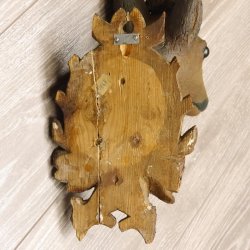 Holzkopf Rehbock antik Jahreszahl 1868 Holz Kopf Geweih geschnitztem Trophäenschild