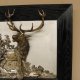 Relief Bild antik röhrender Hirsch 3D Holzrahmen von G. Bommer Werkstoff Zinn/versilbert