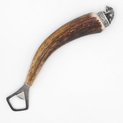 Décapsuleur avec bois de cerf Manche en corne de cerf avec embout décoratif Sanglier assis GL 22 cm 27.19.3.27