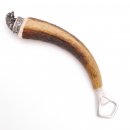 Bottle opener with deer antler rod, deer horn handle with end cap decoration, wild boar sitting, GL 21.5 cm 27.19.3.29