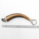 Bottle opener with deer antler rod, deer horn handle with end cap decoration, wild boar sitting, GL 21.5 cm 27.19.3.29