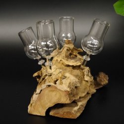Schnapsanbieter 4 Gläser mit Stil auf Wurzel Steckglas Set Schnaps Geschenk Neu #27.60.1.9