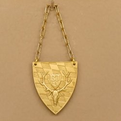 Medaille BJV Gold Prämierung Wappenförmig CIC Rehbock Trophäen Bewertung