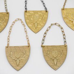 Medaille BJV Gold Prämierung Wappenförmig CIC Rehbock Trophäen Bewertung