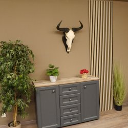 Gnu Streifengnu Schädeltrophäe Spitzenweite 32 cm Afrika Schädel Trophäe taxidermy 88.9.44