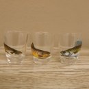 7-teiliges Schnaps Gläser Set mit Fisch Motive + Karaffe mit LACHS