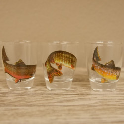 7-teiliges Schnaps Gläser Set mit Fisch Motive + Karaffe mit ZANDER