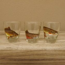 7-teiliges Schnaps Gläser Set mit Fisch Motive + Karaffe mit ZANDER