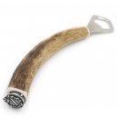 Flaschenöffner mit Hirsch Geweih Stange Hirschhorn Griff mit Endkappe Verzierung Bayern Wappen GL 22 cm 27.19.2.47