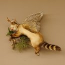 Wolpertinger Marder Wolpi Präparat Rehgeweih große Flügel Ast offener Fang Höhe 50 cm