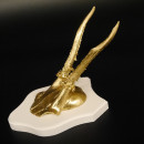 1 Stück Rehgeweih goldfarbiges Rehgehörn weißen Schild Geweih Reh bunt Deko Geschenk Idee 26.1.129