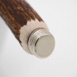 Flaschenöffner mit Hirsch Geweih Stange Hirschhorn Griff mit Endkappe Verzierung GL 22 cm 27.19.1.31