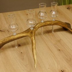 Schnapsanbieter 4 kleine Gläser Steckglas mit Stiel auf Rothirschstange Geschenk 27.60.2.13
