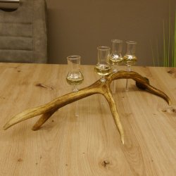 Schnapsanbieter 4 kleine Gläser Steckglas mit Stiel auf Rothirschstange Geschenk 27.60.2.13