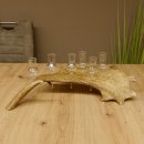Schnapsanbieter 6 Gläser klein mit Stiel auf Damhirschstange Ständer Steckglas Set Schnaps Geschenk Neu 27.60.3.18