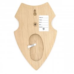 1 Stück Wappenschild AF 19 x12 cm Reh Schild Trophäenschild mit 1 Kieferfach in Eiche hell Gehörnklammer