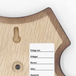 10 x Wappenschilder AF 19 x12 cm Reh Schild Trophäenschilder in Eiche dunkel 10 x Gehörnklammern