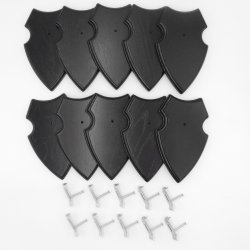 10 x Wappenschilder AF 19 x12 cm Reh Schild Trophäenschilder in Eiche dunkel 10 x Gehörnklammern