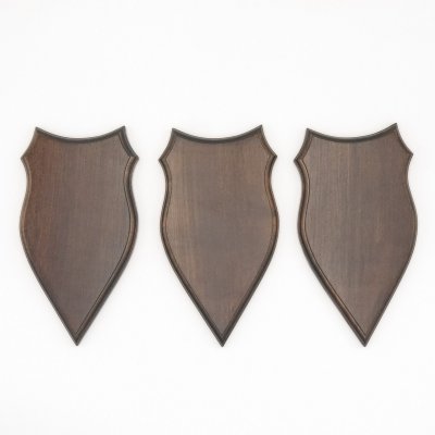 3 Stück Wappenschilder AF 20 x10 cm Reh Schild Trophäenschilder massivem Holz dunkel Neu