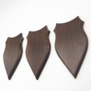 3 Stück Wappenschilder AF 20 x10 cm Reh Schild Trophäenschilder massivem Holz dunkel Neu