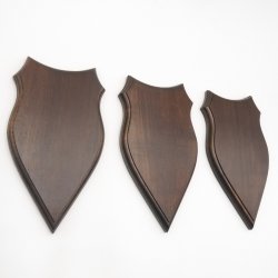 3 Stück Wappenschilder AF 20 x10 cm Reh Schild Trophäenschilder massivem Holz dunkel Neu