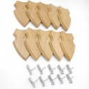 10 Stück Wappenschilder AF 19 x12 cm Reh Schild Trophäenschilder in Eiche mit 10 x Gehörnklammern hell Neu