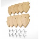 10 Stück Wappenschilder AF 19 x12 cm Reh Schild Trophäenschilder in Eiche mit 10 x Gehörnklammern hell Neu