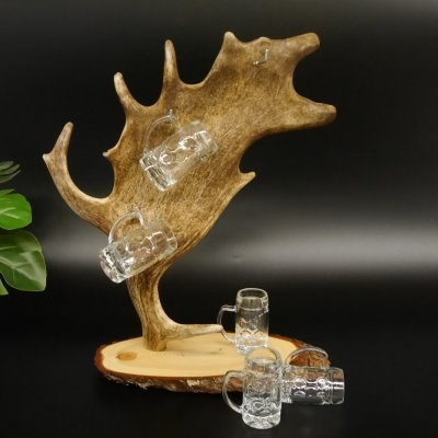 Schnaps Anbieter Akazieschild Schnapsbrett Damhirschstange 6 Stück Krügele 27.7.6.26