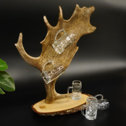Schnaps Anbieter Akazieschild Schnapsbrett Damhirschstange 6 Stück Krügele 27.7.6.26