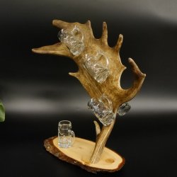Schnaps Anbieter Akazieschild Schnapsbrett Damhirschstange 6 Stück Krügele 27.7.6.26