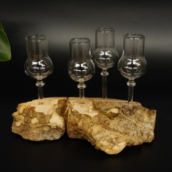 Schnapsanbieter kleine 4 Gläser mit Stiel auf Wurzel Steckglas Set Schnaps Geschenk Neu 27.60.1.63